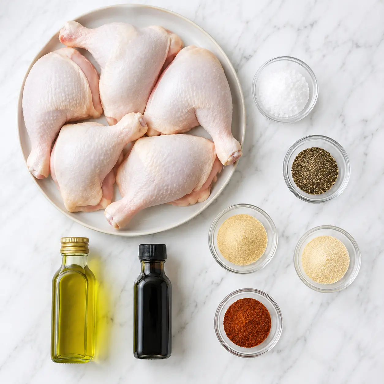 grilled chicken quarters - main ingredients