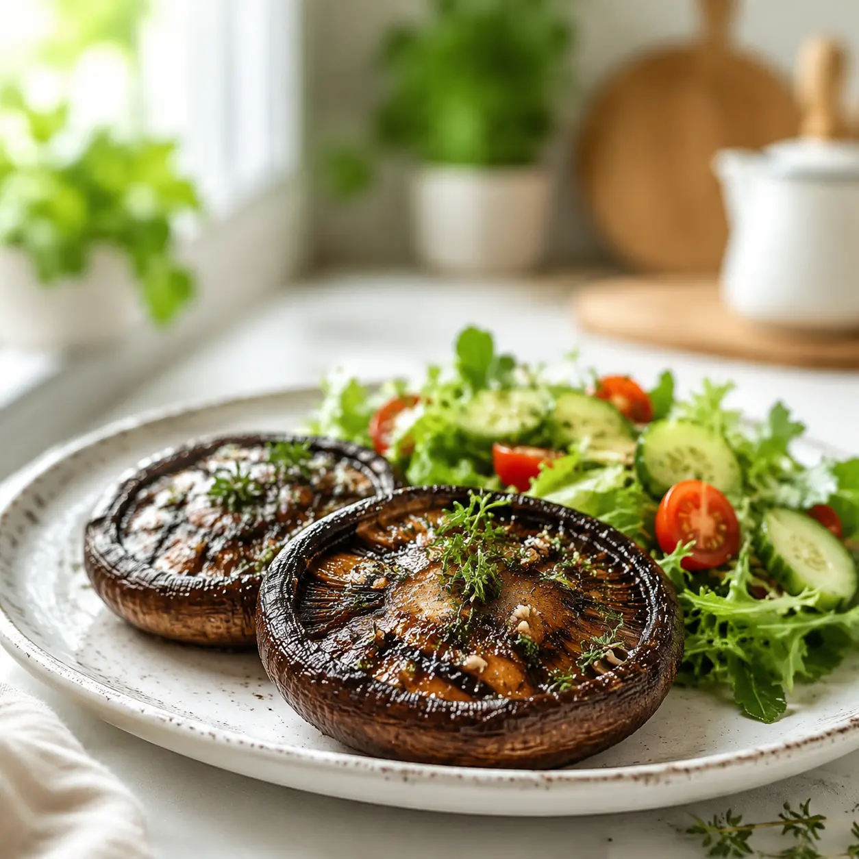 grilled portobello mushrooms - final presentation