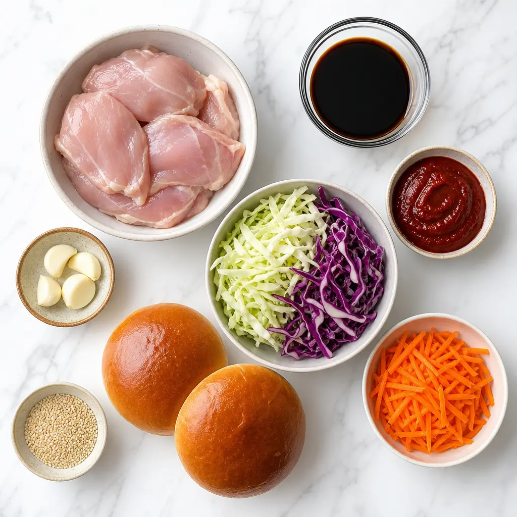 korean bbq chicken sandwich - main ingredients