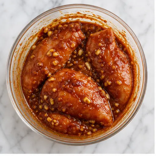 Step 1: Whisking marinade and coating chicken