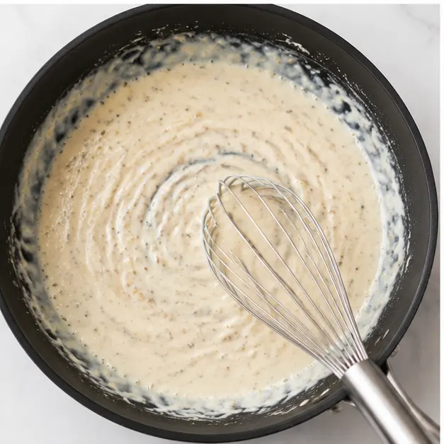 Step 3: Whisking creamy sauce