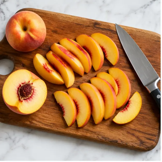 Step 1: Slicing ripe peaches