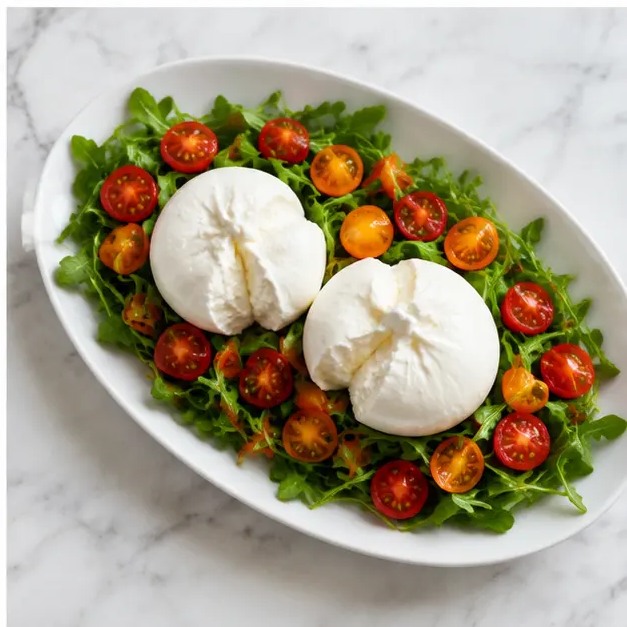 Step 4: Placing burrata on salad