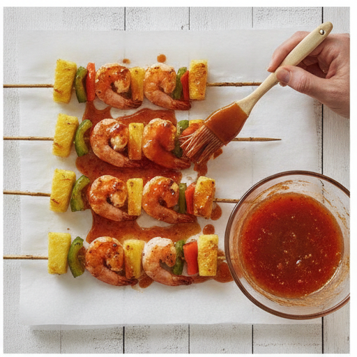 sweet and spicy pineapple shrimp skewers - step 2
