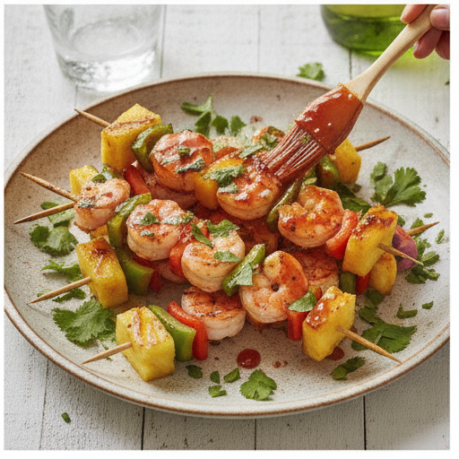 sweet and spicy pineapple shrimp skewers - step 4