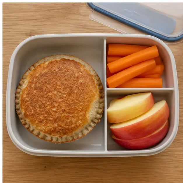 Step 4: Pack cooled sandwich with carrot sticks and apple slices in lunch container