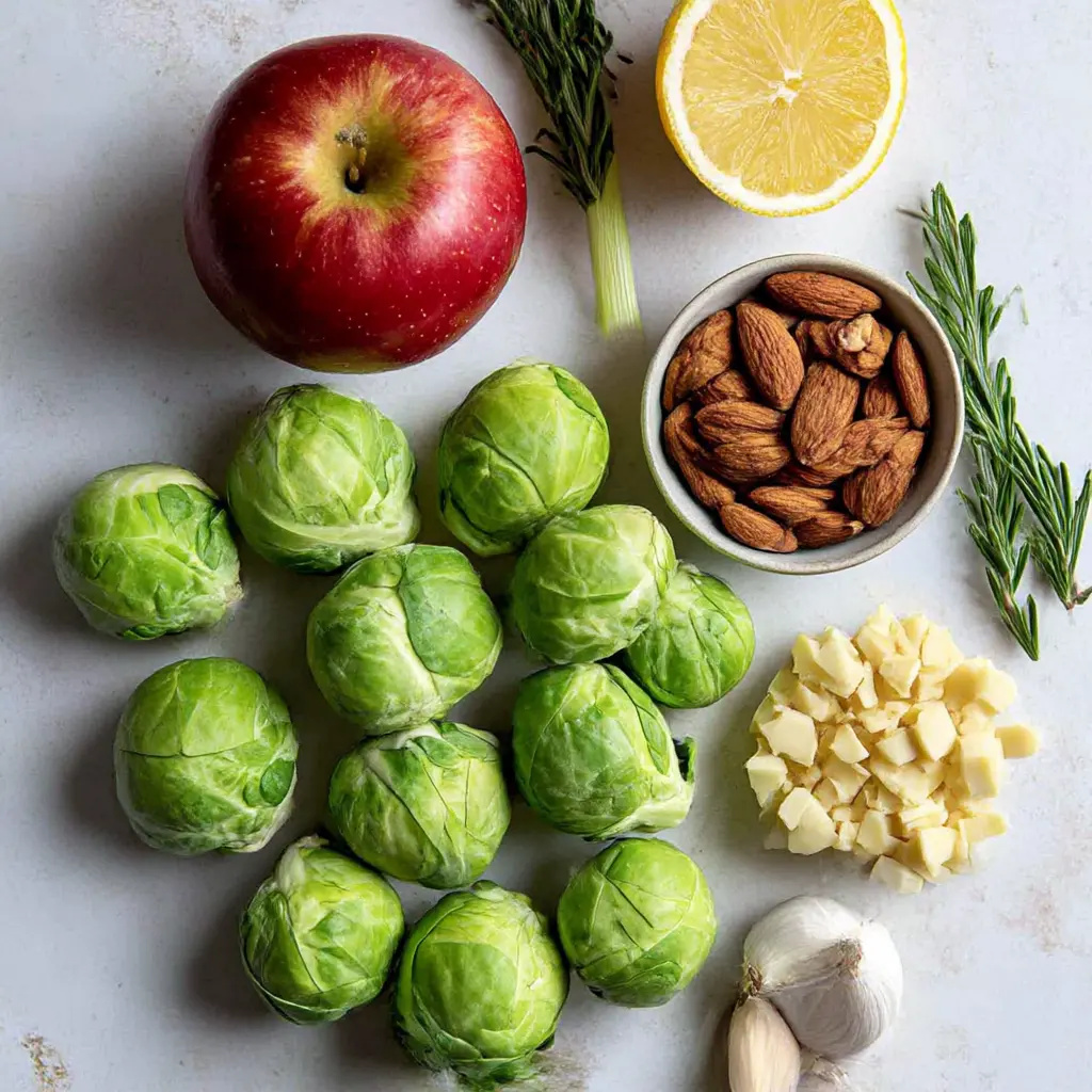 apple brussels sprouts slaw - main ingredients