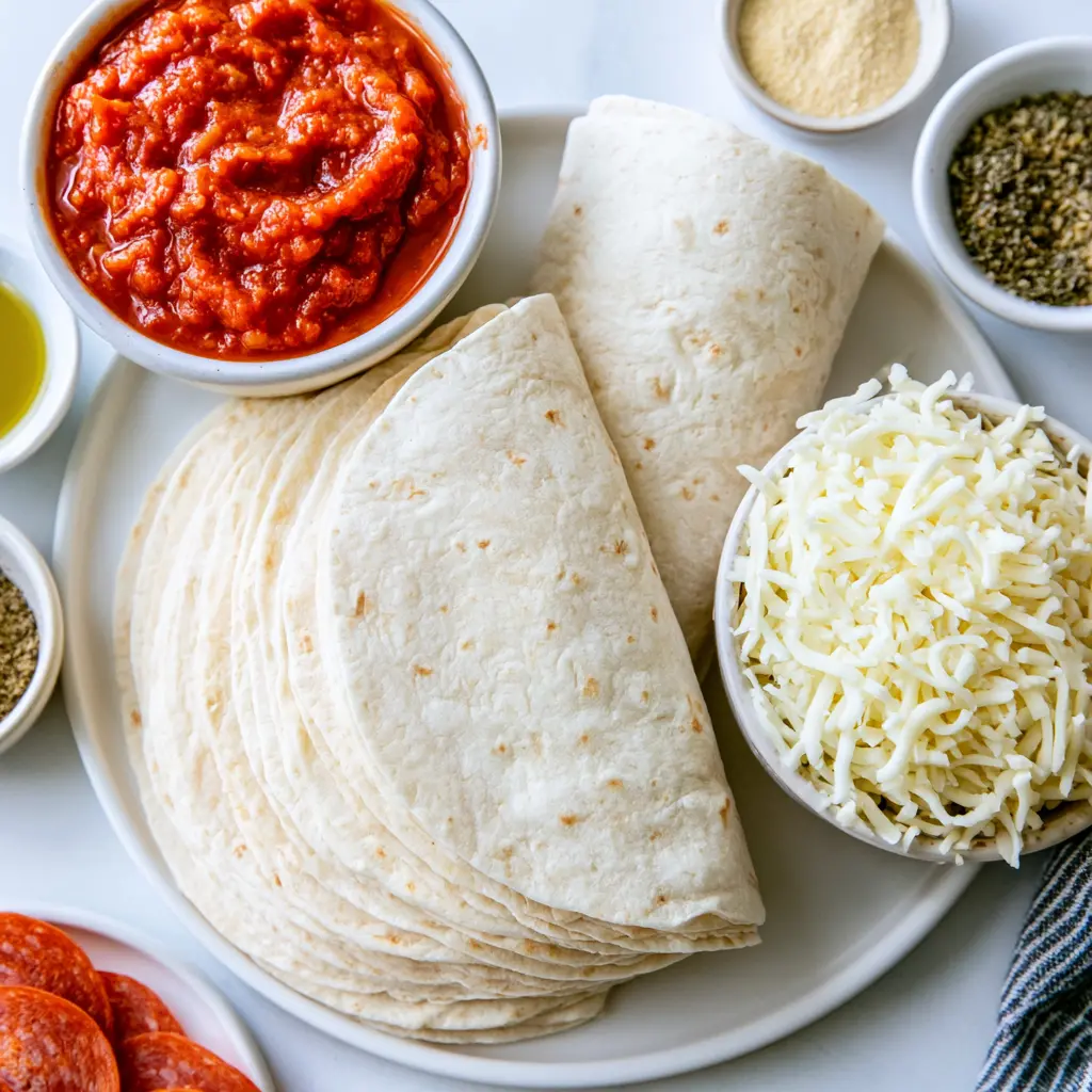 baked pizza wraps - main ingredients