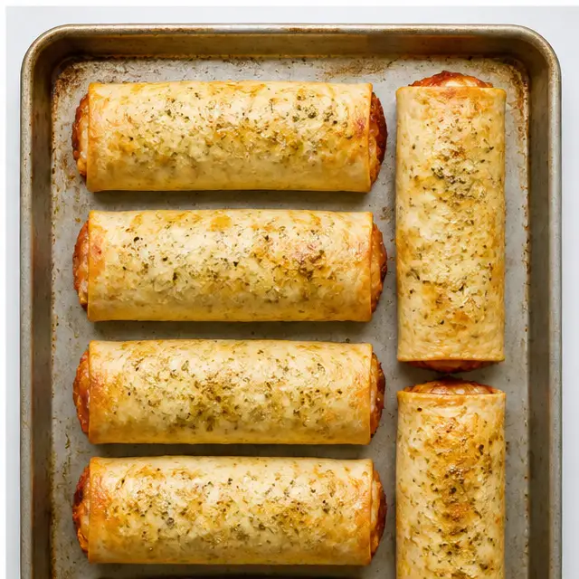 Step 4: Baking filled wraps until golden and crispy