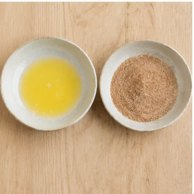 Step 3: Prepping melted butter and cinnamon sugar coating bowls
