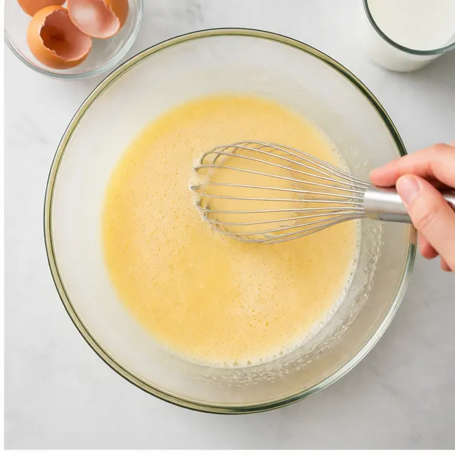 Step 2: Whisking wet ingredients until glossy and combined
