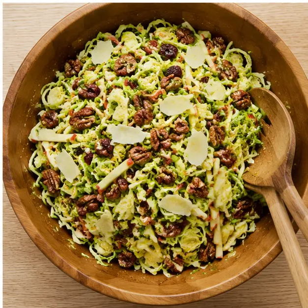 Step 4: Finishing the salad with Parmesan, pecans, and dressing