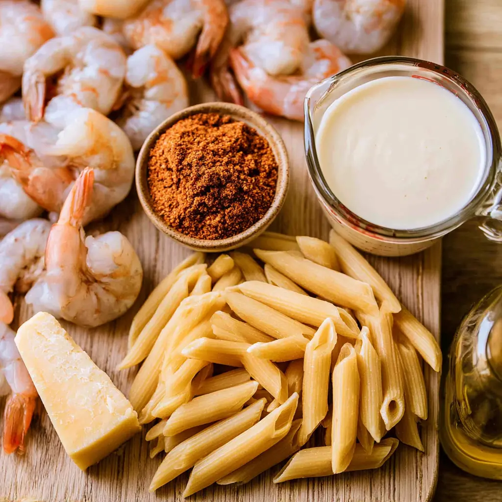 cajun shrimp pasta - main ingredients