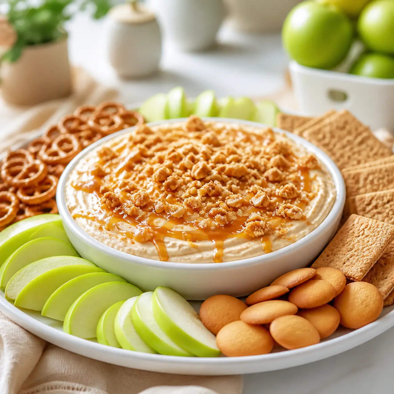 caramel apple cheesecake dip - final presentation