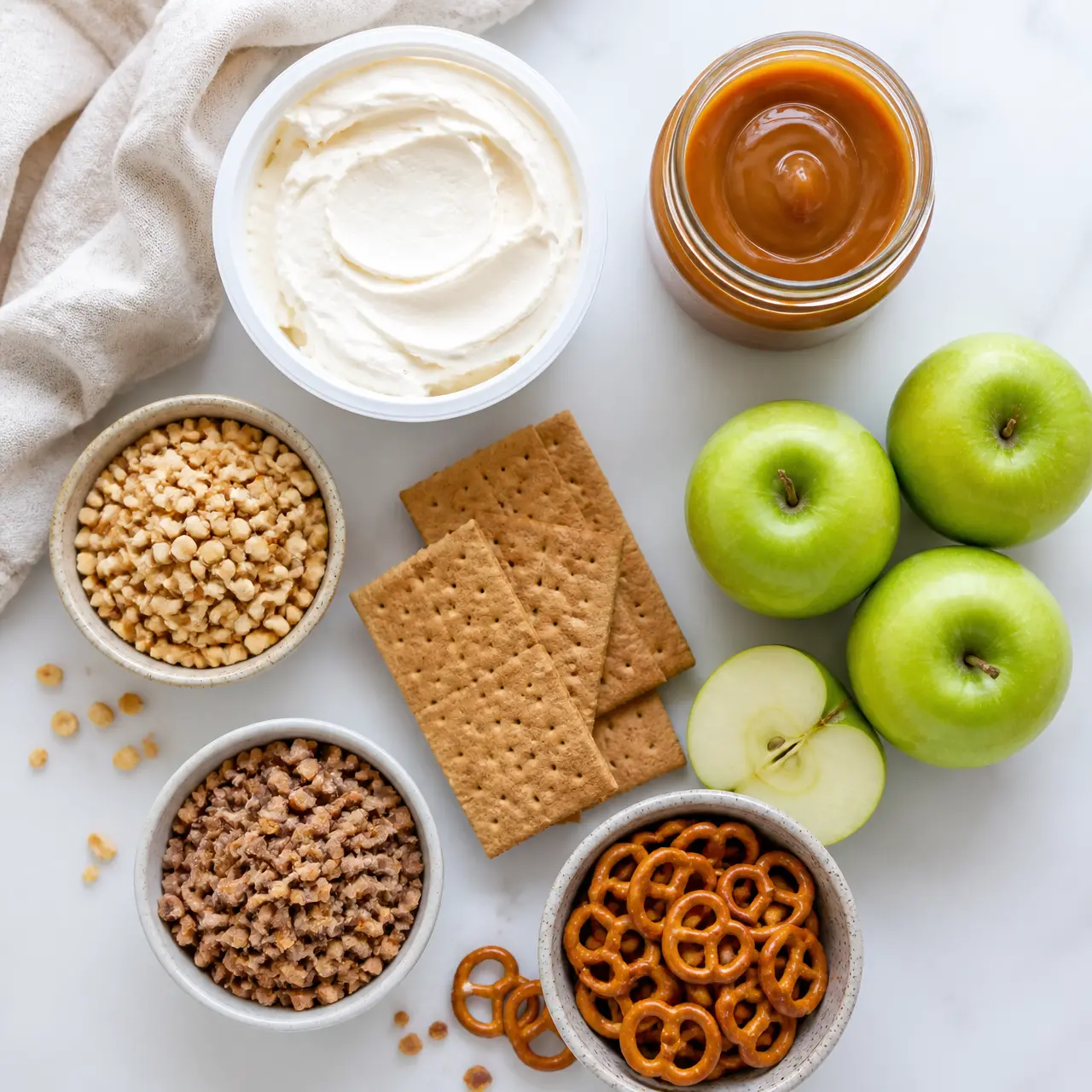 caramel apple cheesecake dip - main ingredients