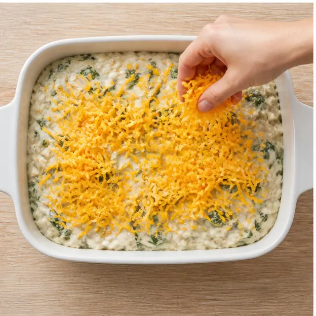 Step 3: Transferring to the baking dish with cheese