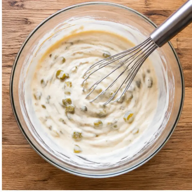 Step 2: Whisk creamy sour cream and chicken soup sauce
