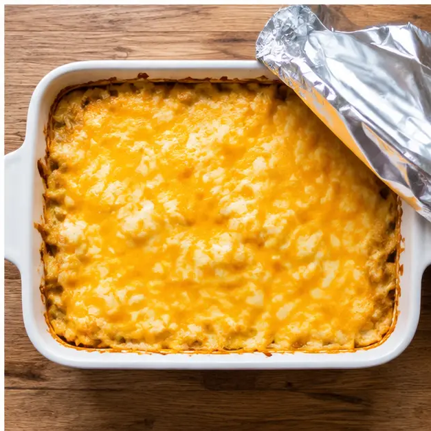 Step 4: Bake covered until golden, bubbly, and well rested
