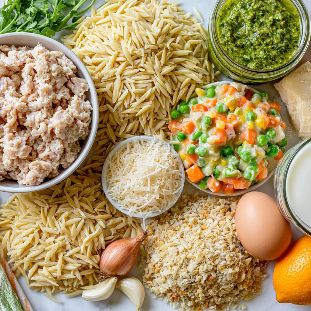 chicken pot pie orzo - main ingredients