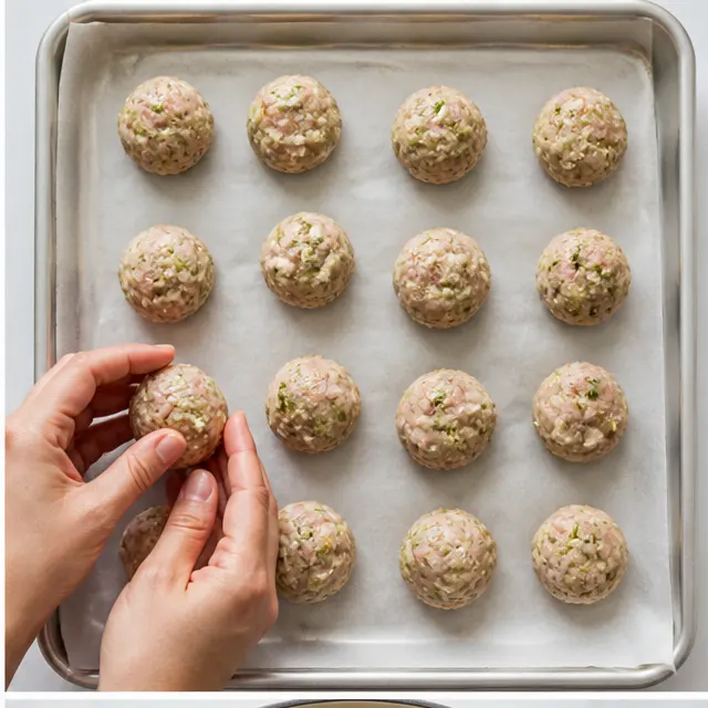 Step 2: Form and partially bake the meatballs