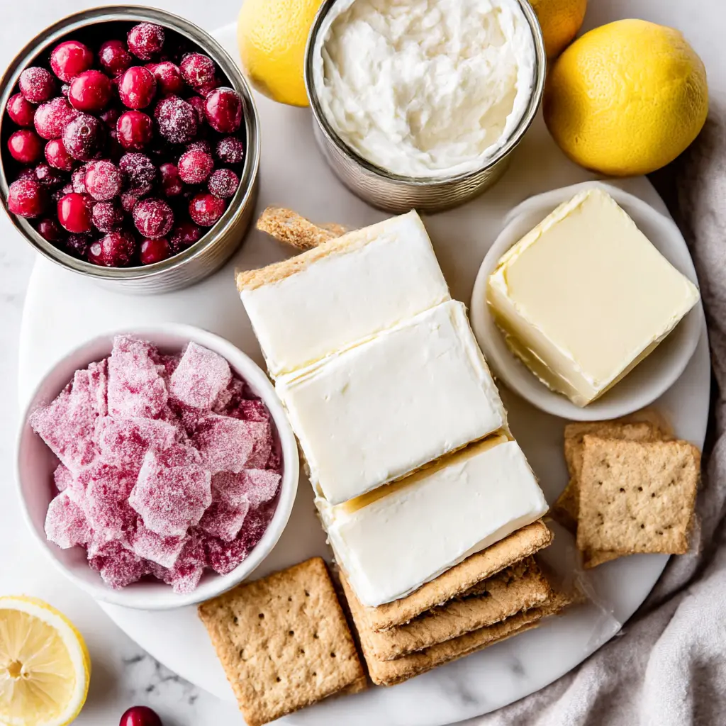 condensed milk cranberry cheesecake - main ingredients