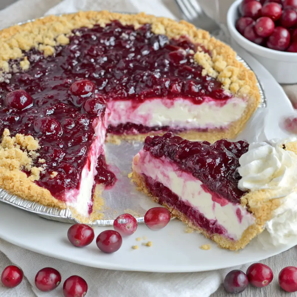 cranberry cheesecake pie - final presentation