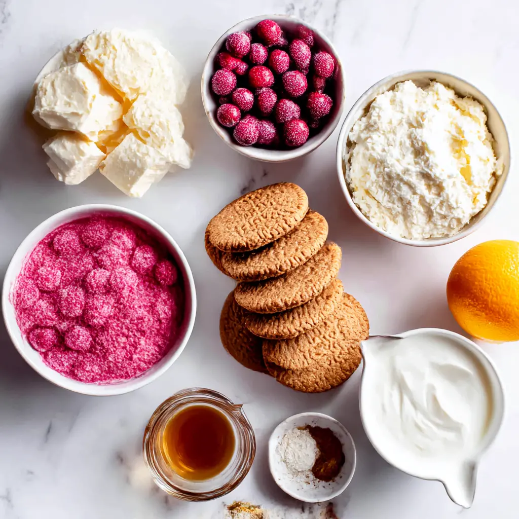 cranberry mousse cheesecake - main ingredients