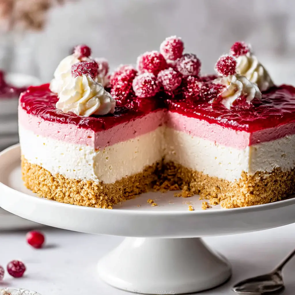 cranberry mousse cheesecake - final presentation