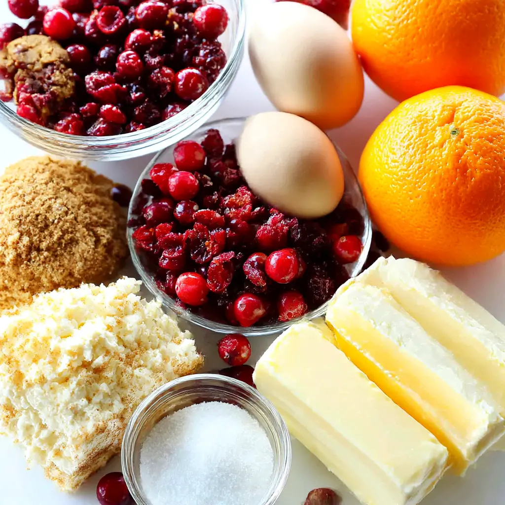 cranberry orange cheesecake - main ingredients
