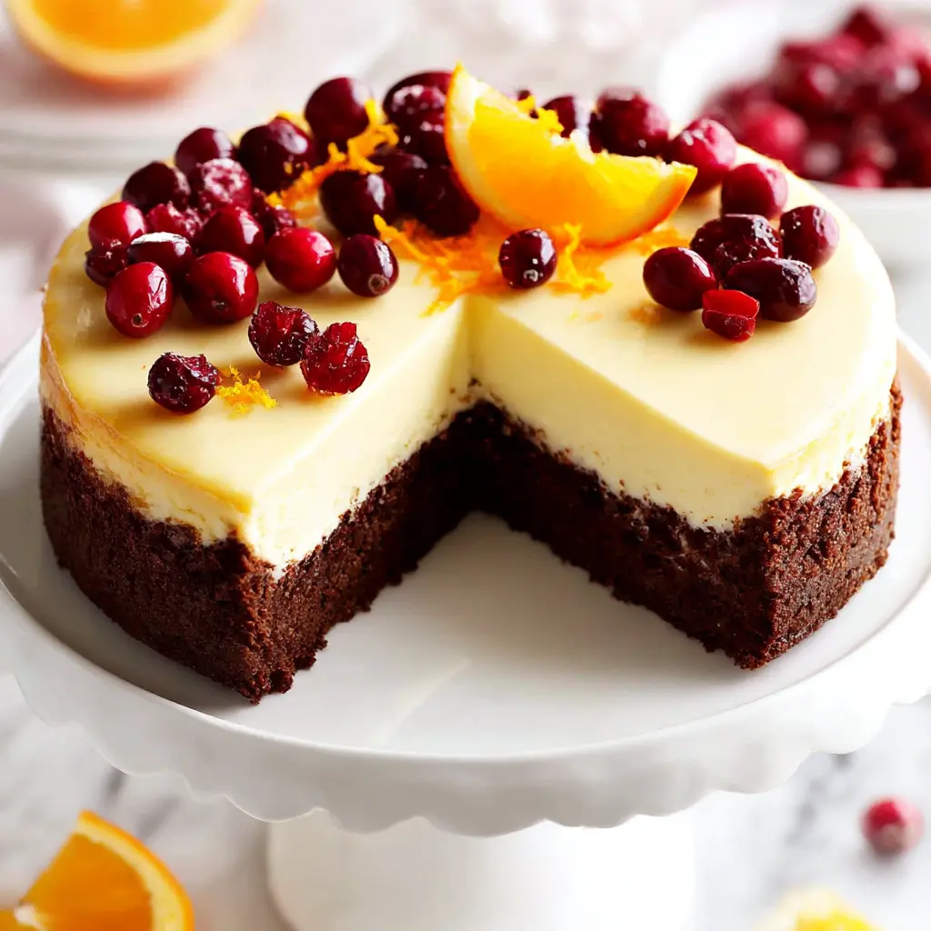cranberry orange cheesecake - final presentation