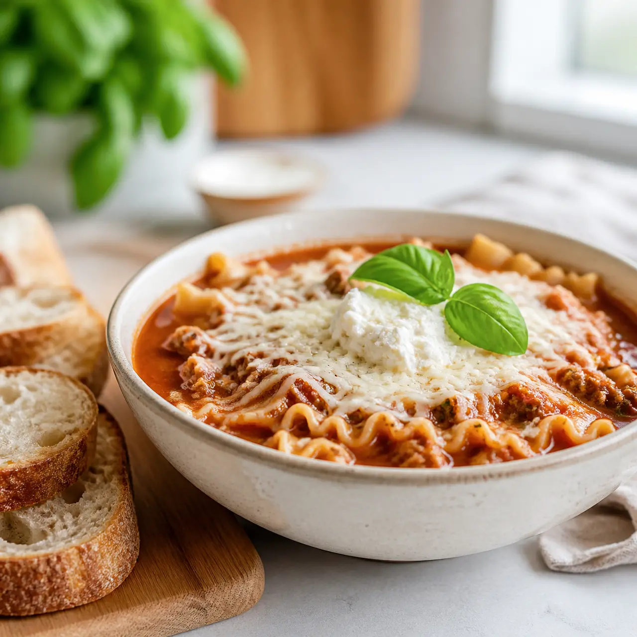 crockpot lasagna soup - final presentation