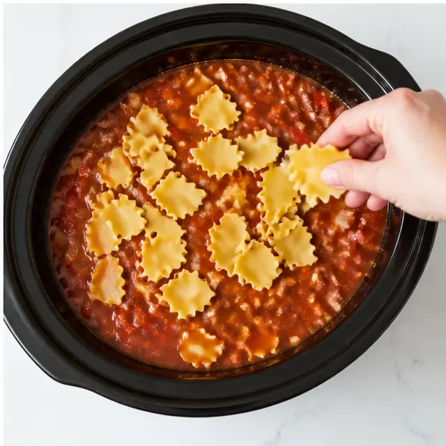 Step 4: Break lasagna noodles directly into the broth