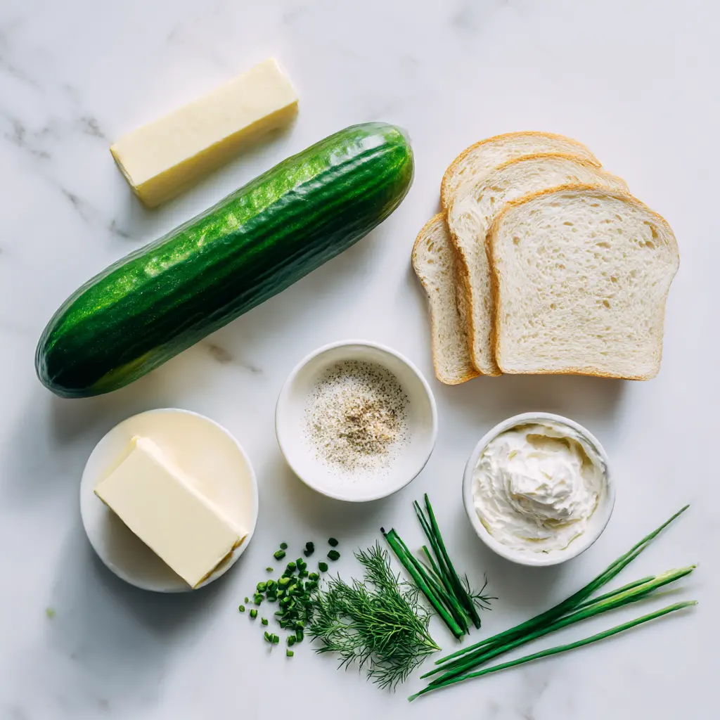 cucumber sandwiches - main ingredients