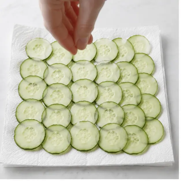 Step 1: Salt the cucumber slices and let them drain