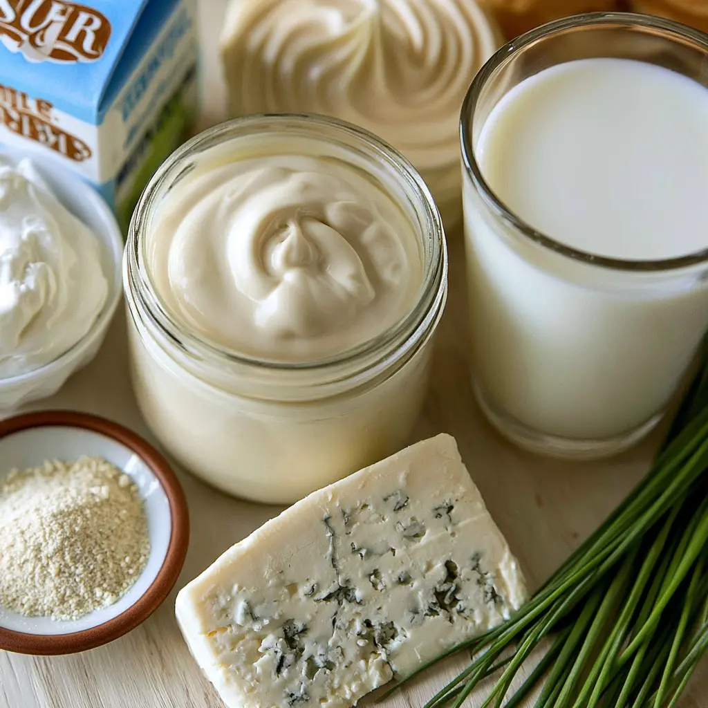 easy blue cheese dressing - main ingredients
