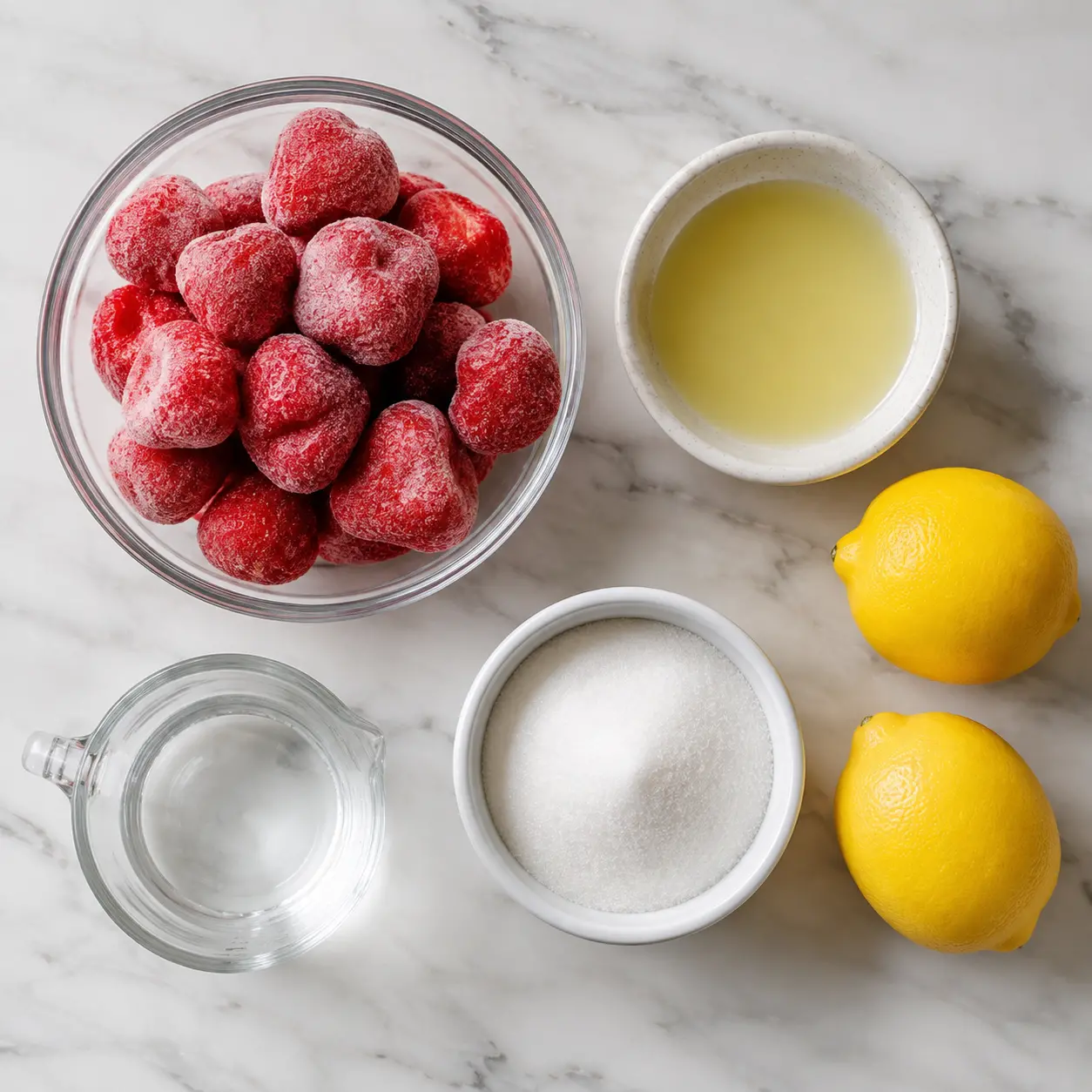 frozen strawberry lemonade - main ingredients