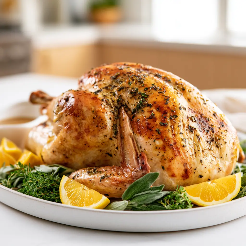 garlic herb butter roasted turkey - final presentation