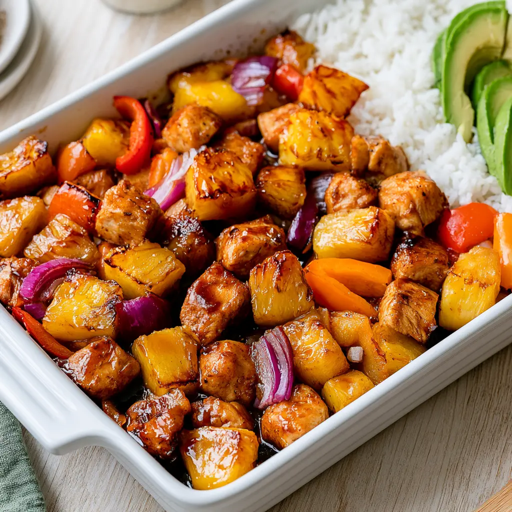 hawaiian chicken sheet pan 122971184
