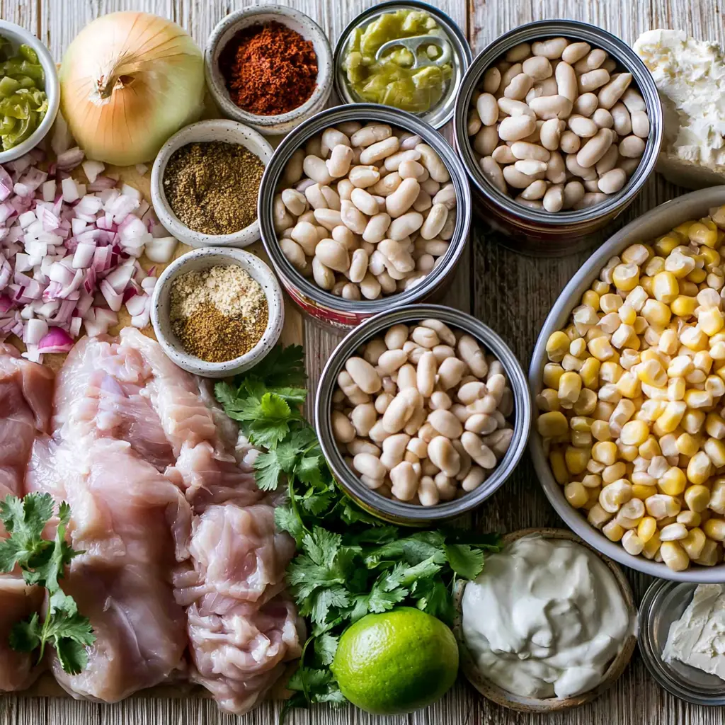 instant pot white chicken chili - main ingredients