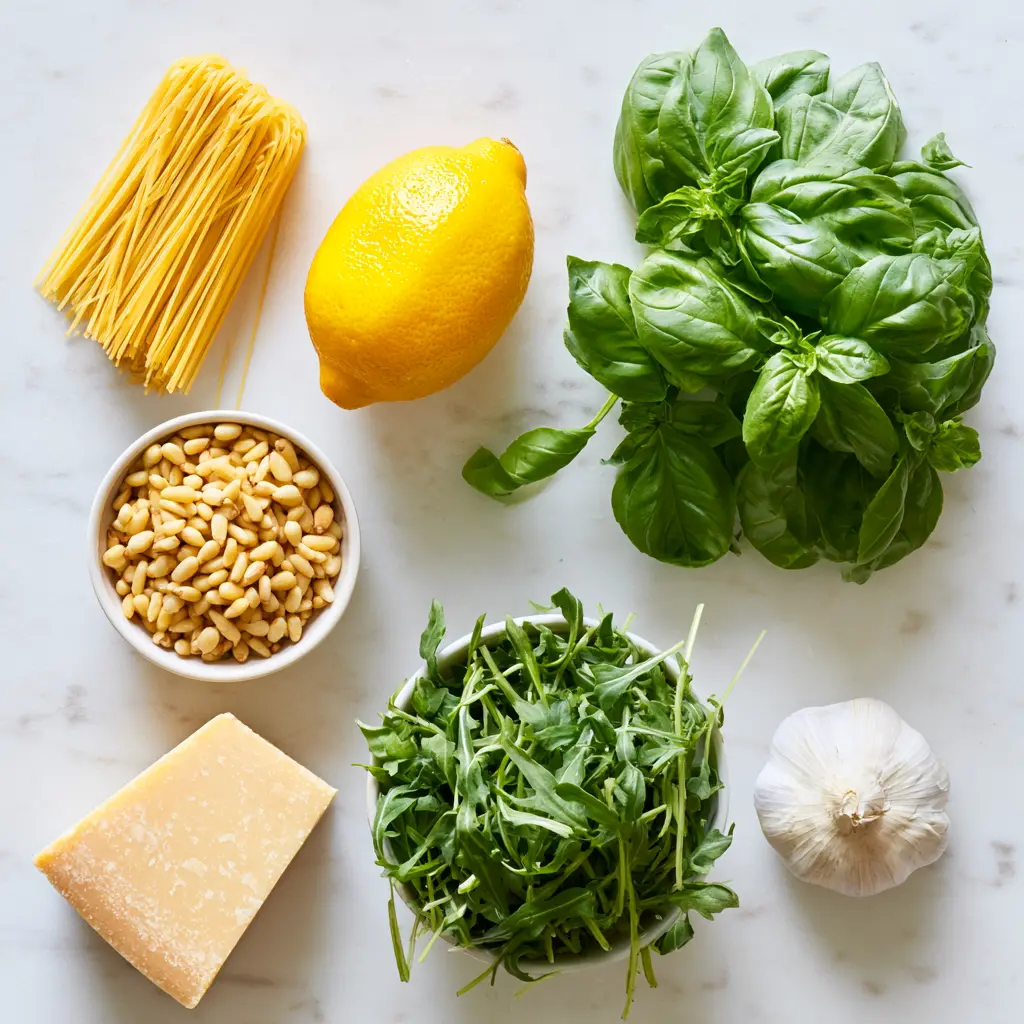 lemon capellini salad - main ingredients