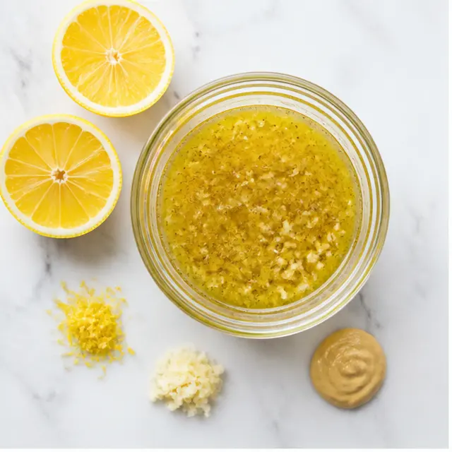 Step 1: Shake the lemon vinaigrette in a jar until emulsified.