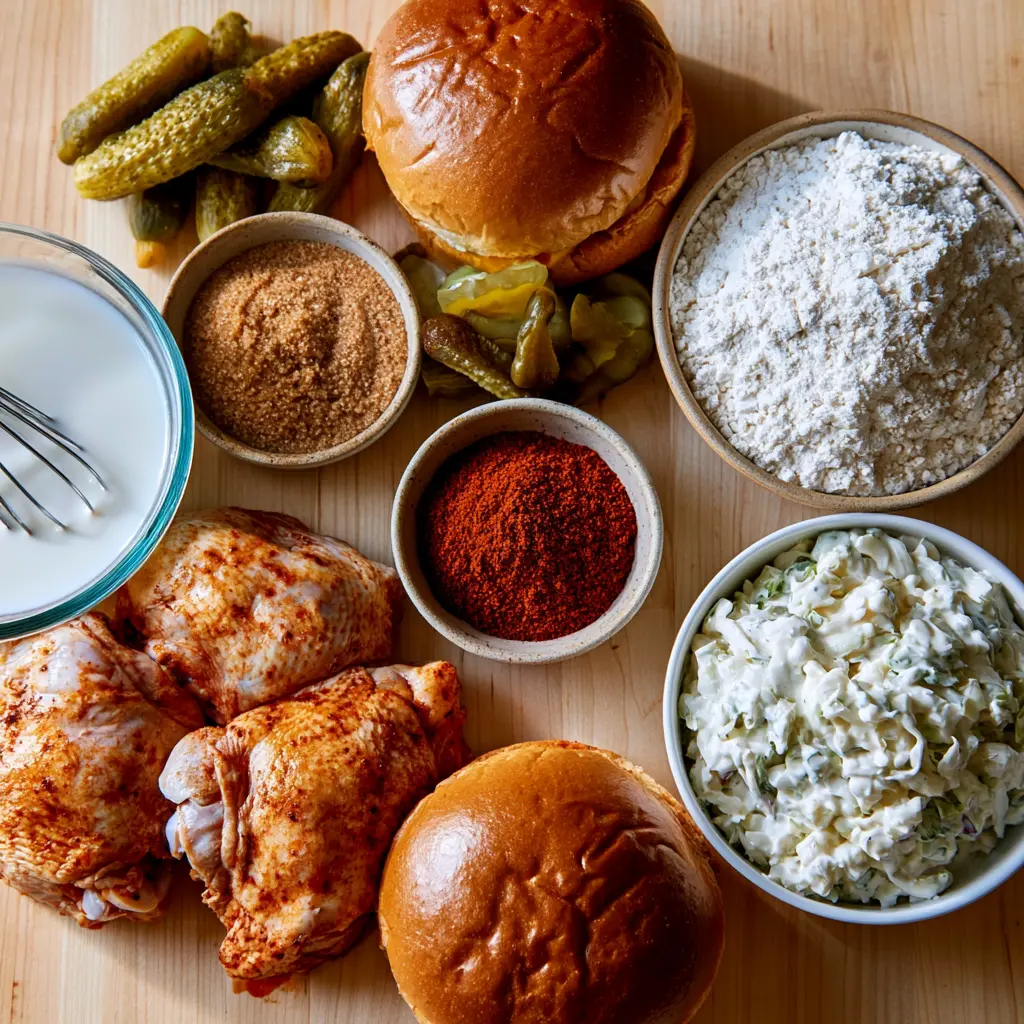 nashville hot chicken sandwich - main ingredients