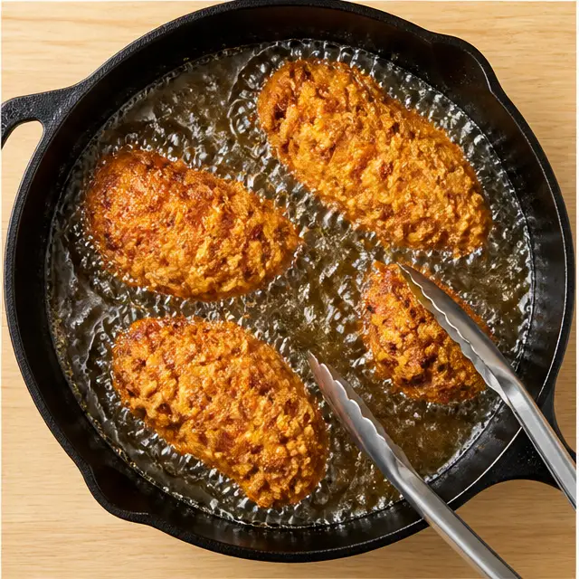 Step 3: Frying the chicken in hot oil
