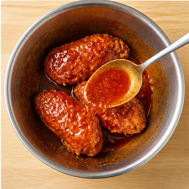 Step 4: Basting the chicken with the spicy glaze