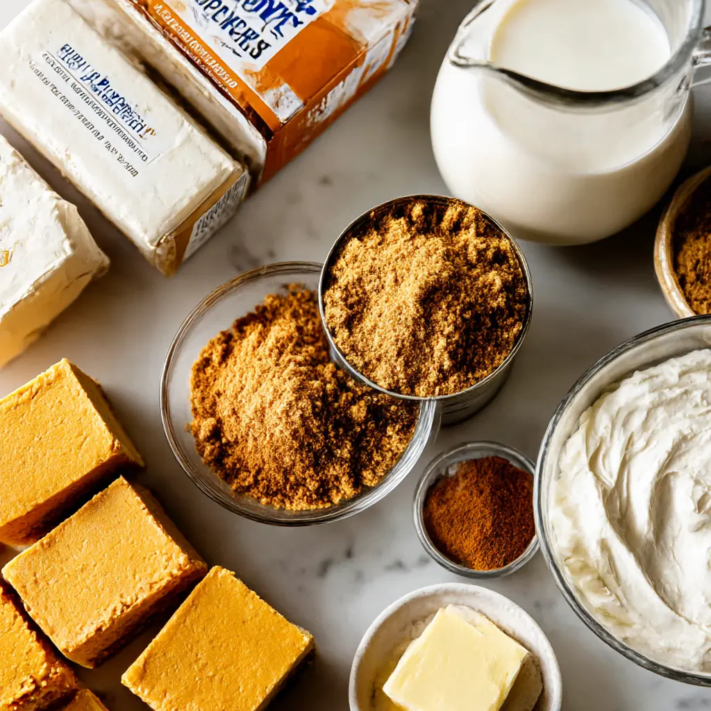 nobake pumpkin cheesecake bars - main ingredients
