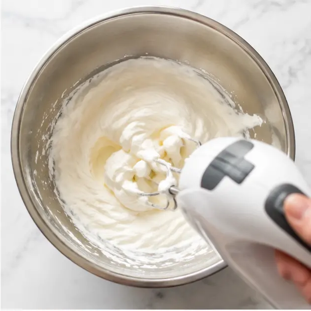 Step 2: Whipping cold heavy cream to stiff peaks
