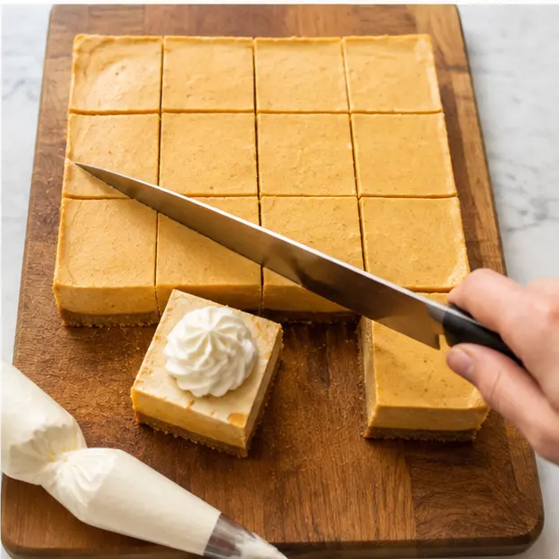 Step 4: Slicing the chilled bars with clean layers