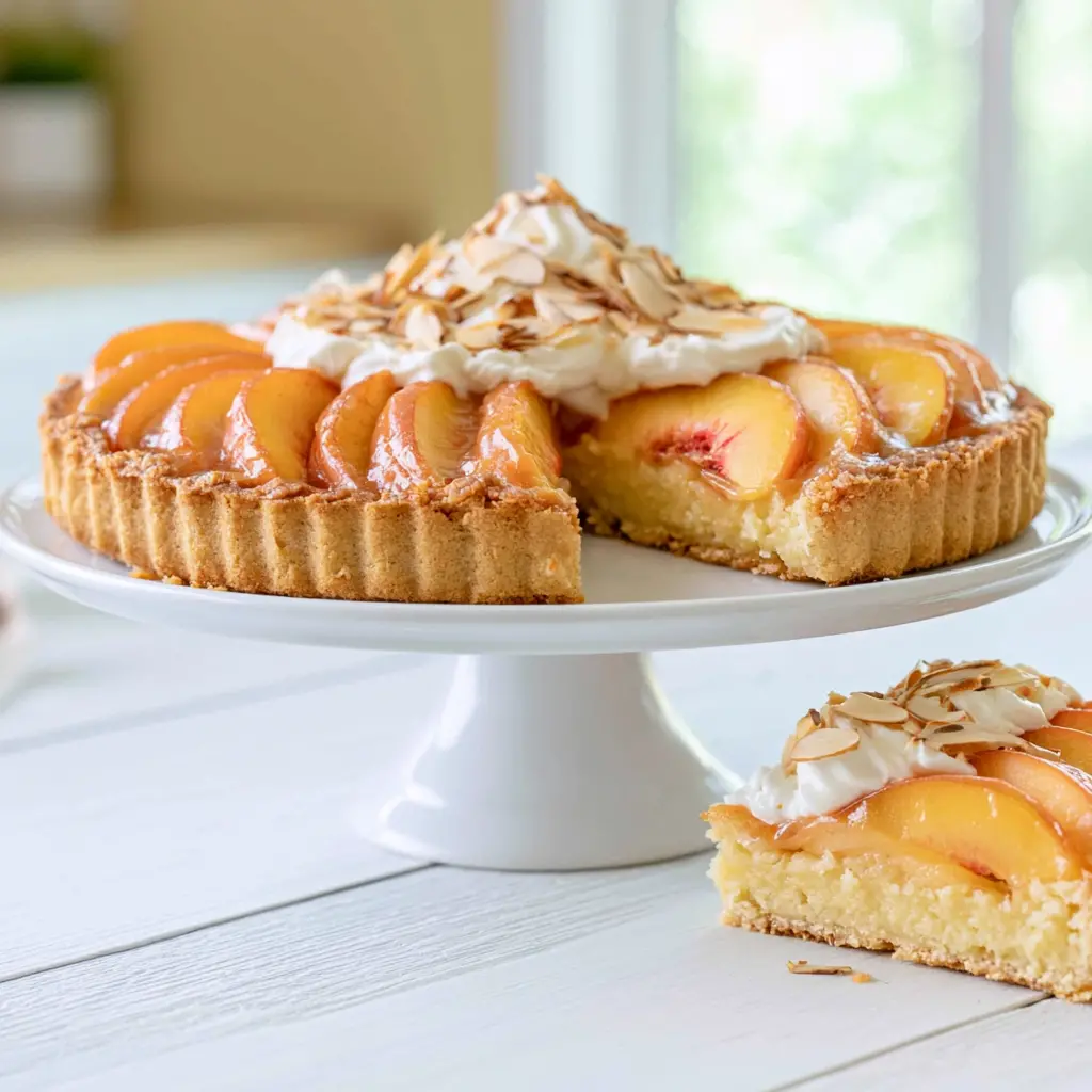 peach and almond tart - final presentation