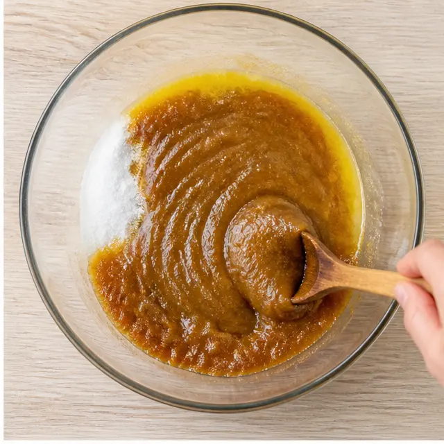 Mix melted butter and sugars