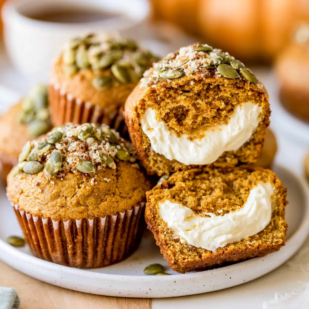 pumpkin cream cheese muffins - final presentation